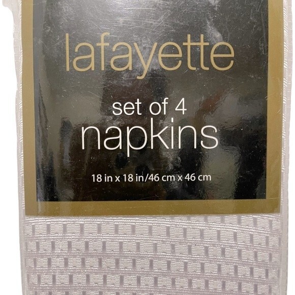 Homewear Lafayette Set of 4 Fabric Napkins White 18”x18” - Picture 2 of 5